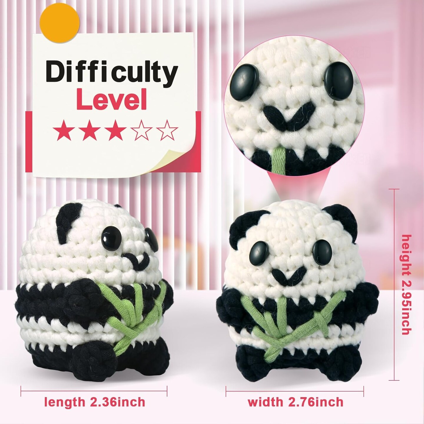 Crochet Kit for Beginners - Amigurumi Animal Panda Crochet Kits - Knitting Kit with Step-by-Step Video Tutorials and Crochet Accessories - Beginner Crochet Kit for Adults, Kids (Black)