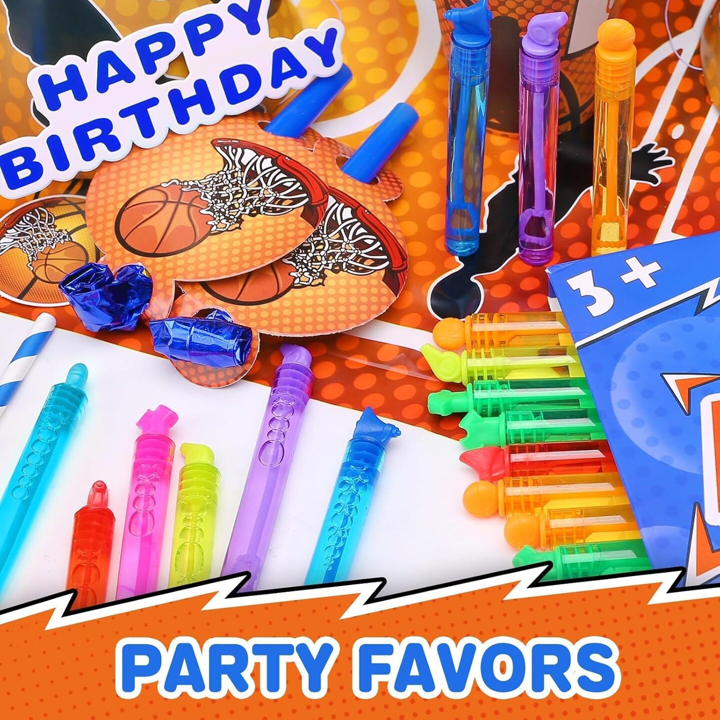 Basketball Birthday Party Decoration, Mini Bubble Wands Bulk for Boy Girl, Sport Party Favor for Kids Toddler, Pinata Filler Goody Bag Stuffer, Valentines Day Gift Easter Supplies, Summer Bath Time.