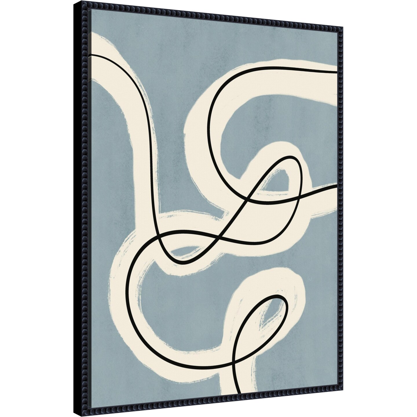 Minimalist line art in blue grey by Little Dean Framed Canvas Wall Art