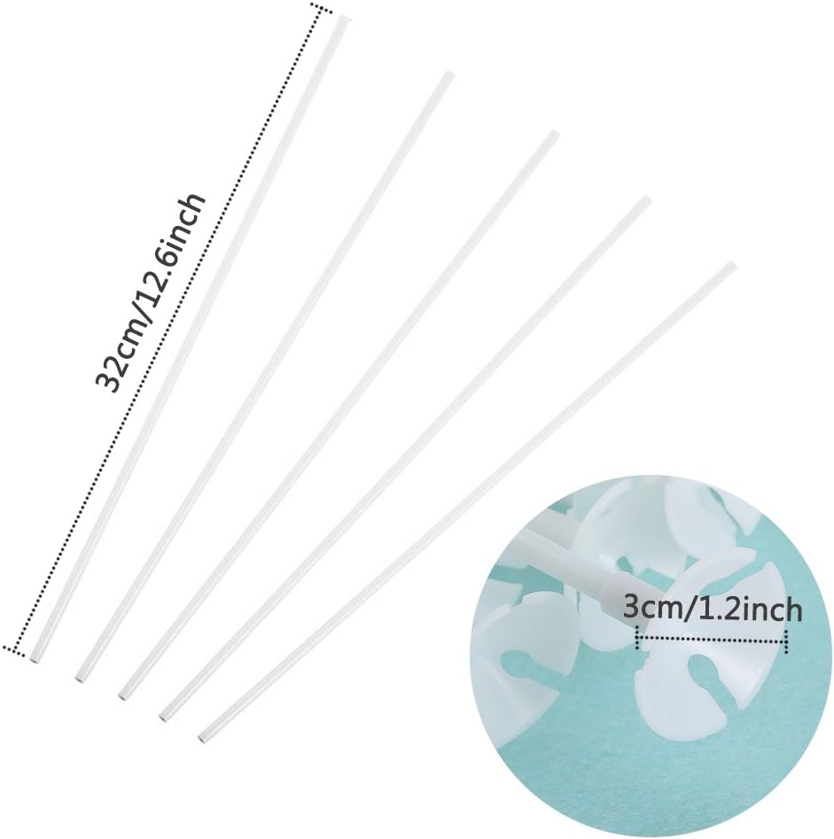 100pcs White Balloon Sticks with Holders & Cups – Upgraded Set for Party, Wedding & Holiday Decor