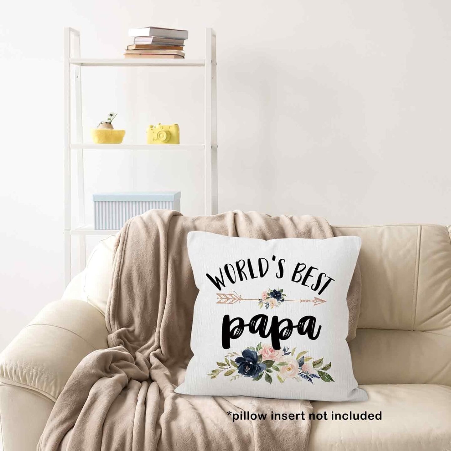 World&#x27;s Best Papa Gifts Throw Pillow Cover 18x18, Birthday Holiday Pillow Case for Father, Father Dad Square Decor Pillowcase for Home Bedroom Living Room Couch Bed Sofa