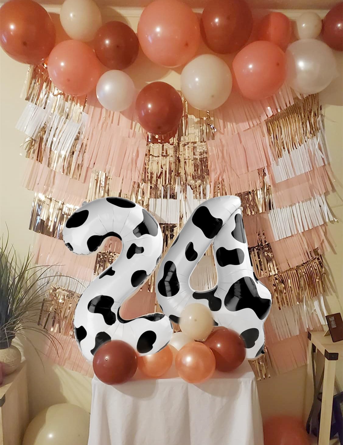 Balloons Number 6th Birthday Balloon for Boy Girl, 40 Inch Black White Cow Print Large 6 Foil Mylar Foil Balloon Helium Number Balloons Animal Farm Cowboy Cowgirl Themed Party