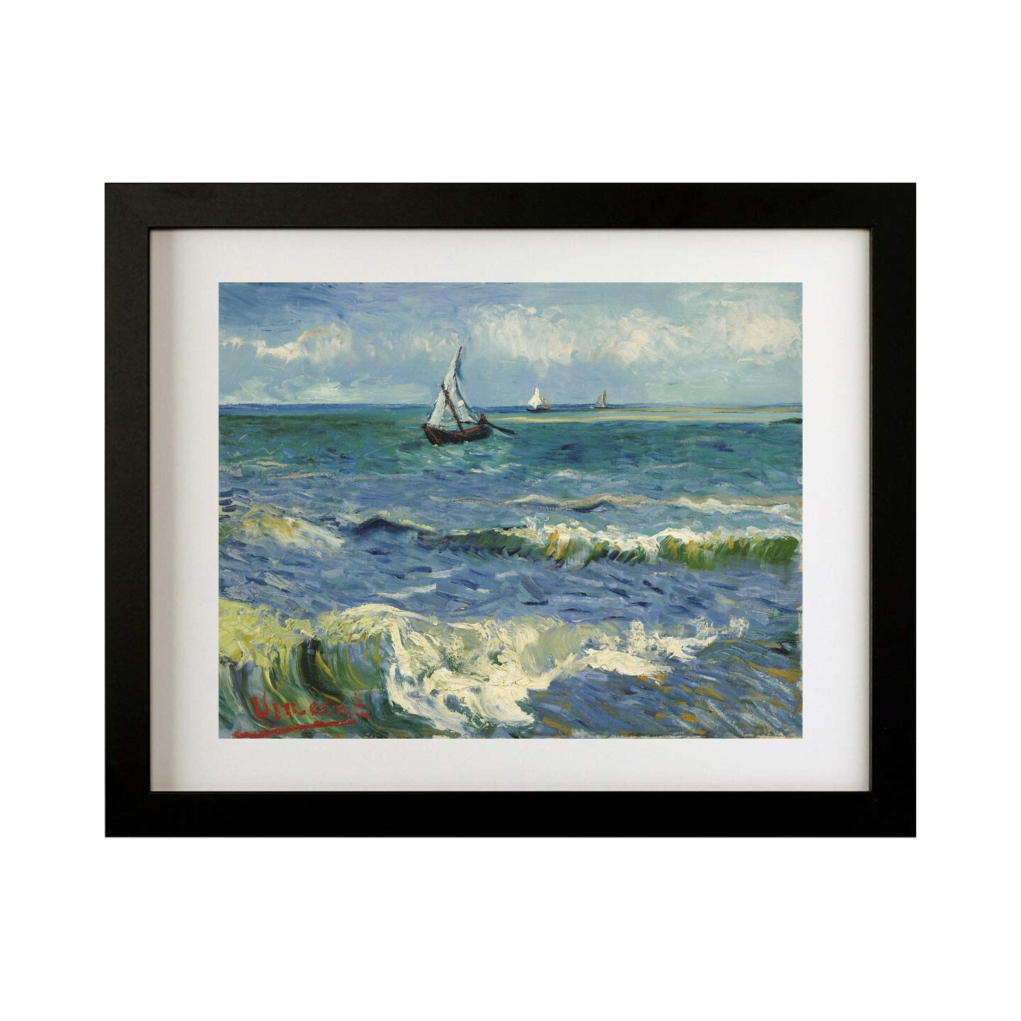 The Sea at Les Saintes Maries de la Mer by Vincent Van Gogh Framed Art