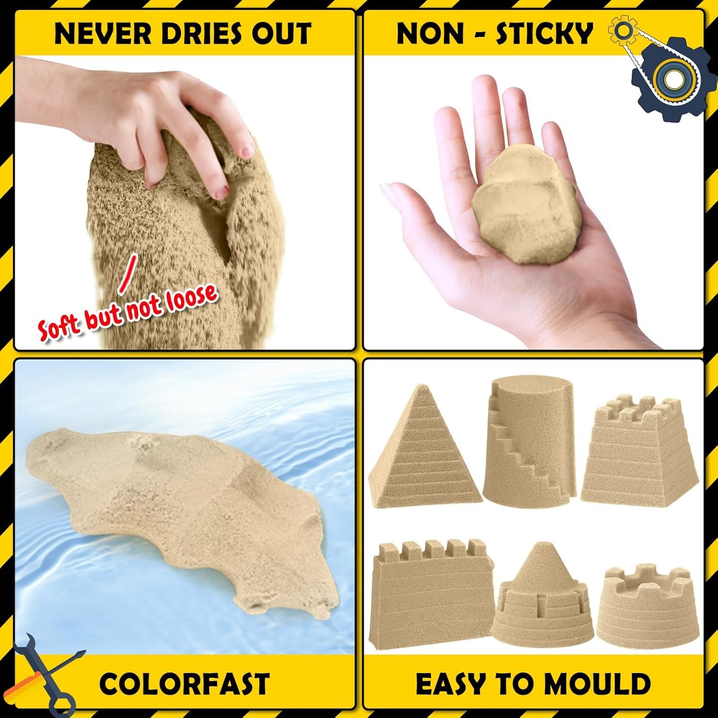 Summer Construction Sensory Bin - Play Sand Kit with Toy Truck and 4lbs Magical Sand, Pretend Play Beach Sensory Toy Sandbox, Kids Gifts for Girls and Boys
