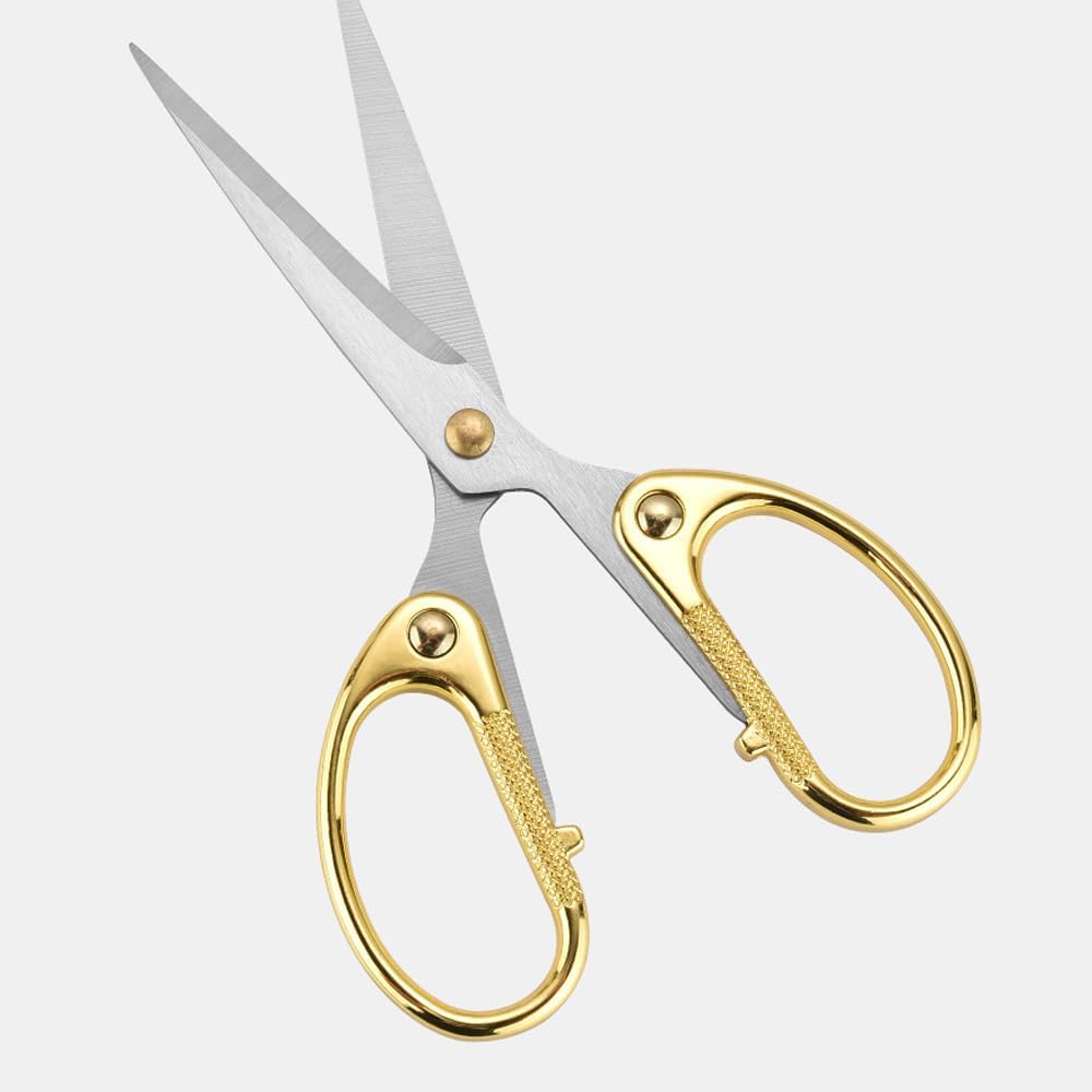 5" All Stainless Steel Office Scissors,Ultra Sharp Blade Shears,Sturdy Sharp Scissor for Office Home School Sewing Fabric Craft Supplies Multipurpose Scissors Gold