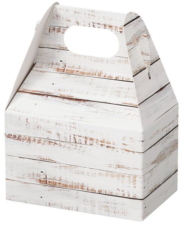 Pack/6: Distressed White Wood Gable Box - 4 x 2-1/2 x 2-1/2&#x22;