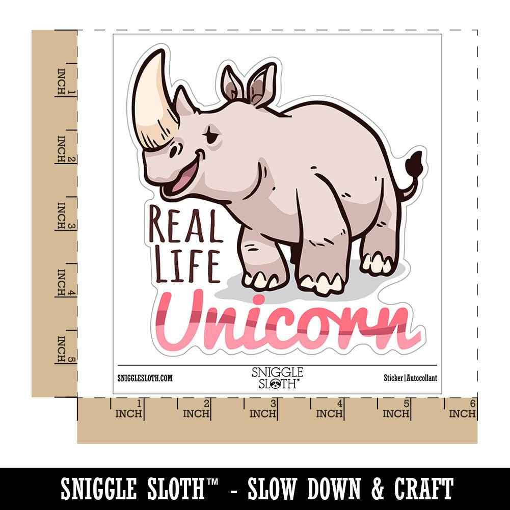 Water Bottle Sticker Set Rhino Rhinoceros Real life Unicorn Cute Waterproof Vinyl Stickers Pack Decal, Skateboard, Laptop, Car, Window, Bumper - 5 Pack