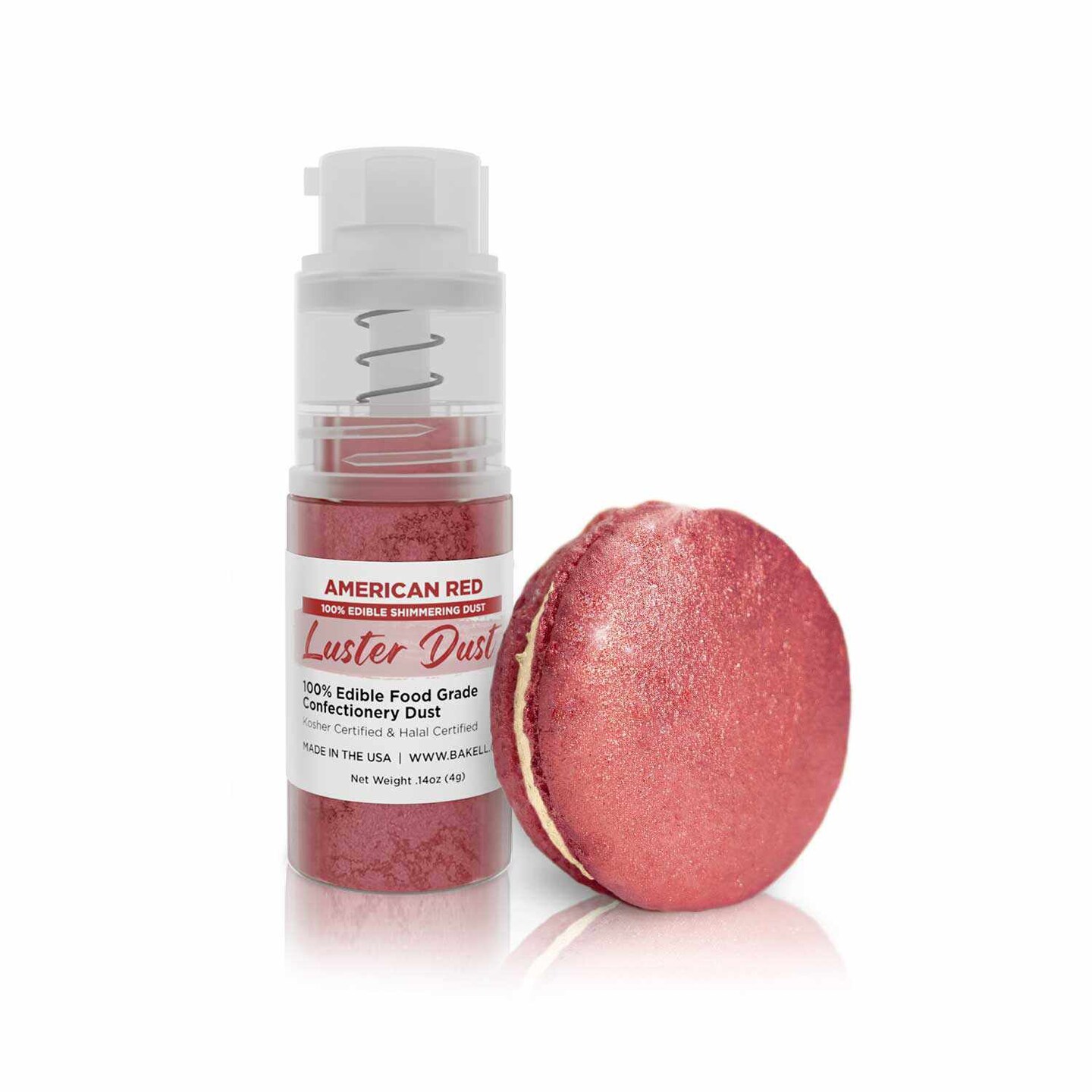 Bakell - American Red Luster Dust (4g, 1x Pump) Edible Vegan Dust &#x26; Paint for Baking, Desserts and Beverages