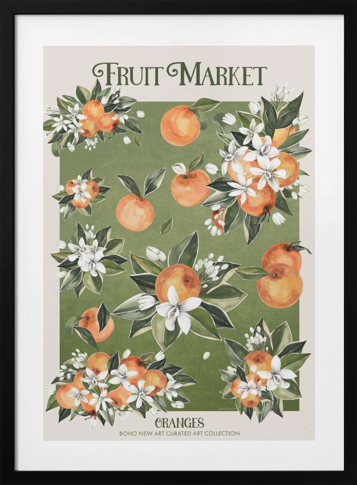 Fruit Peach Framed Art By Bohonewart Wall Decor by Emel Tunaboylu Framed Art