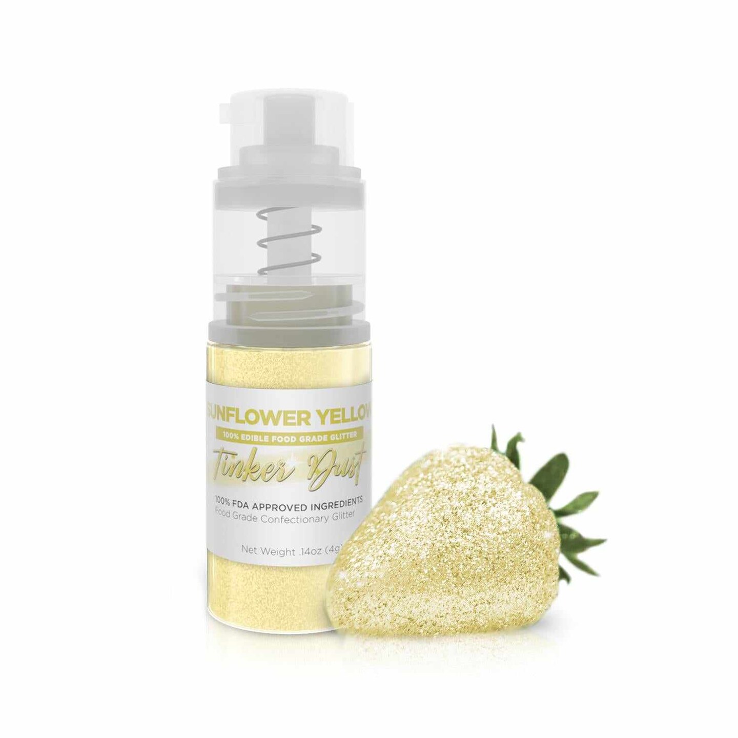 Bakell - Sunflower Yellow Tinker Dust Edible Glitter (4g, 1x Spray Pump) for Food, Desserts, and Beverages!
