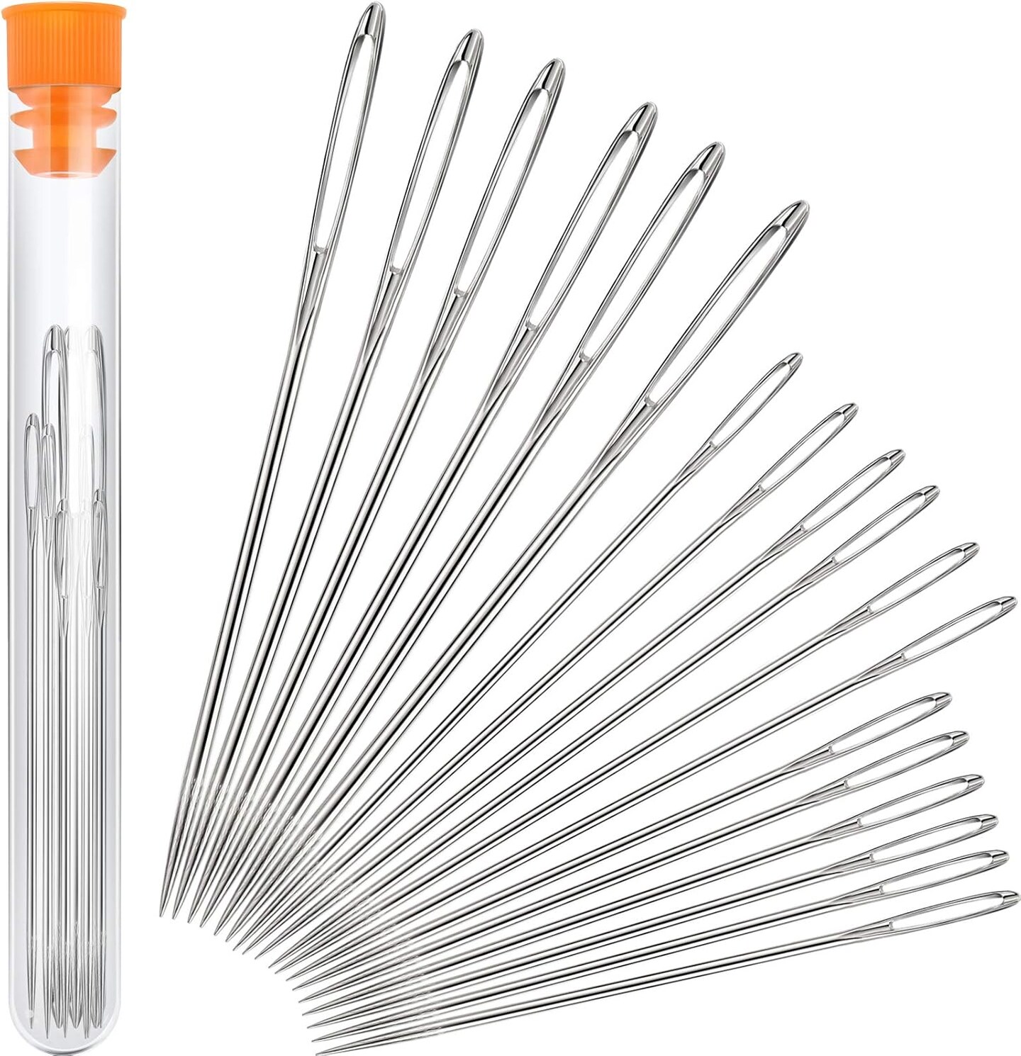 18 Pieces Large Eye Needles 3 Sizes Steel Yarn Darning Knitting Sewing Blunt Needles