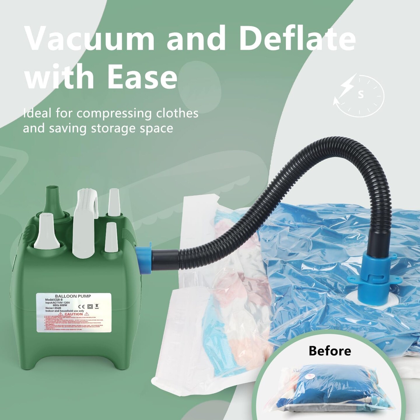 600W Electric Balloon Pump – Portable Dual Nozzle Inflator for Balloons & Party Decorations