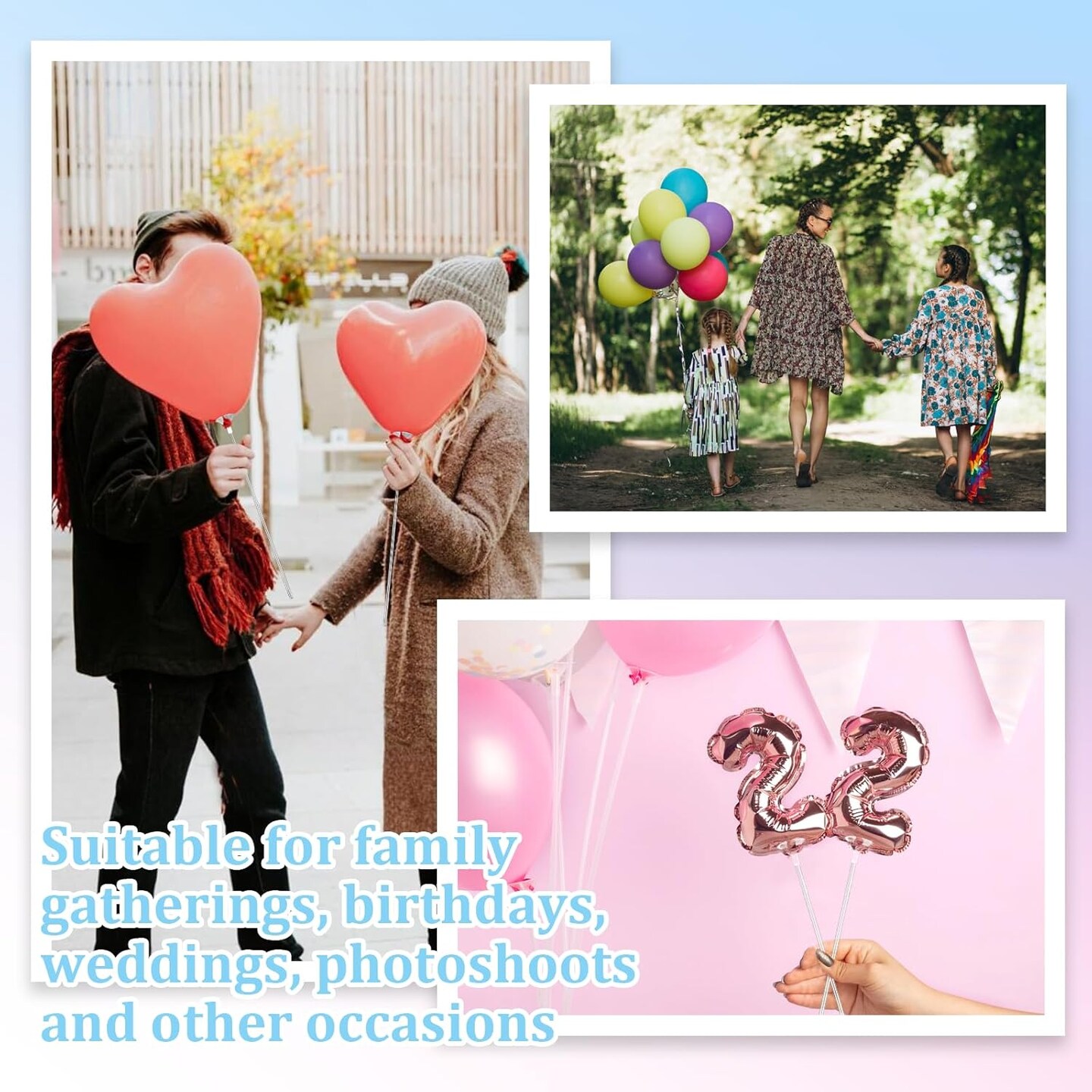 20 Pcs Balloon Sticks, Long Plastic Balloon Sticks With Bases, Balloon Holder Sticks Balloon Weights for Tying Balloon Arch Anniversary, Birthday, Parties, Wedding Decorations(Transparent)