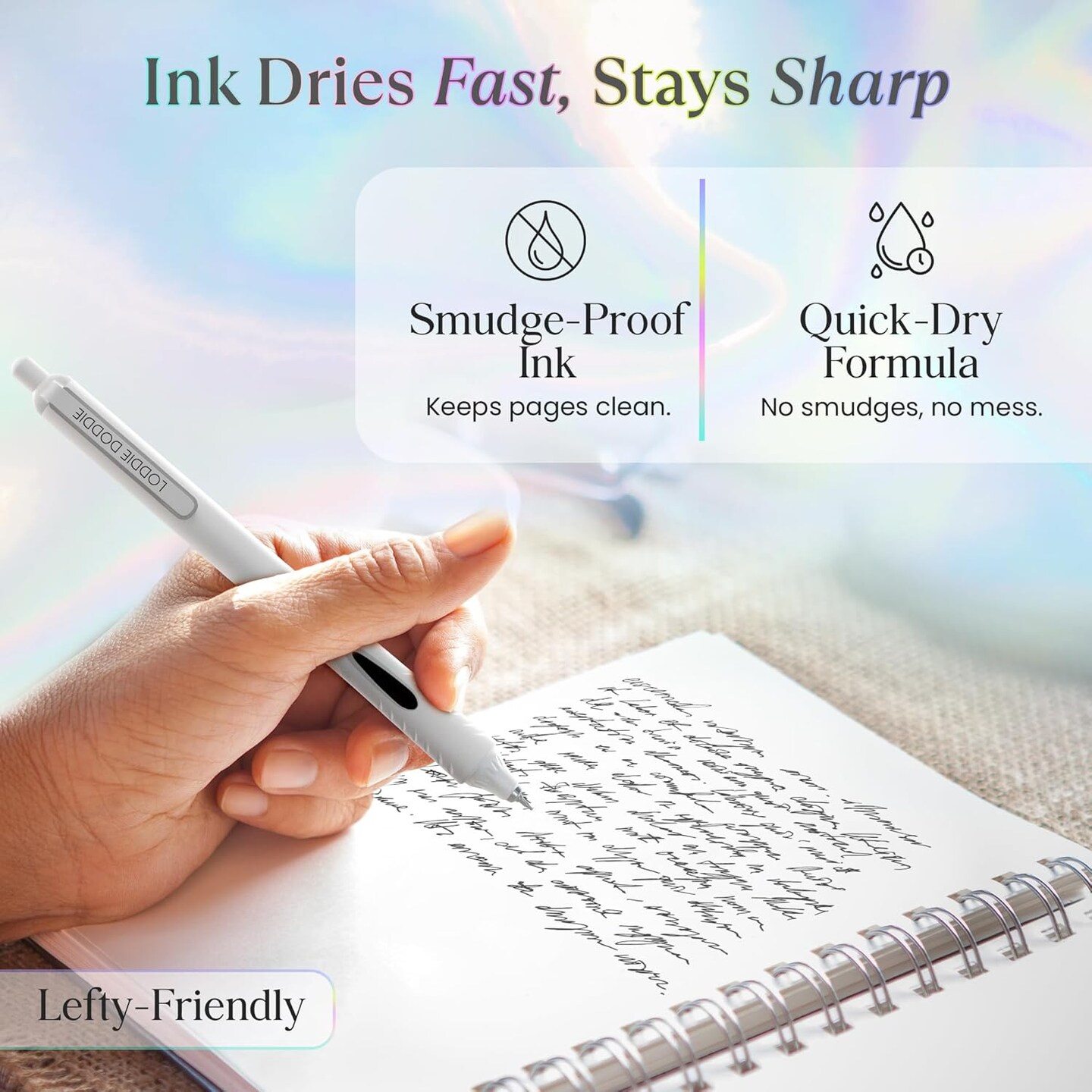 Retractable Gel Pens - 0.5mm Tip Gel Pens for Journaling, White Barrels, Silent Clicker, Smooth Writing, Quick-Dry Ink, Gel Pen Set