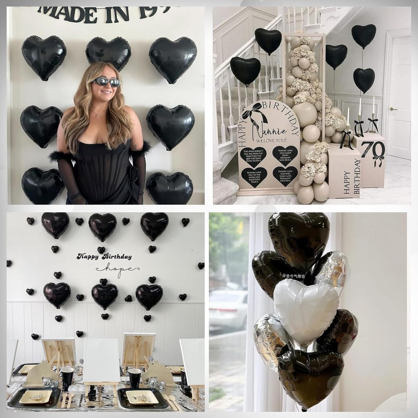 Black Heart Balloons, Heart Shaped Ballons, 20 Pcs 5/10/18 inch Different Sizes Black Foil Love Balloons for Valentine&#x27;s Day Decorations Wedding Engagement Bridal Showers Anniversary Celebrations