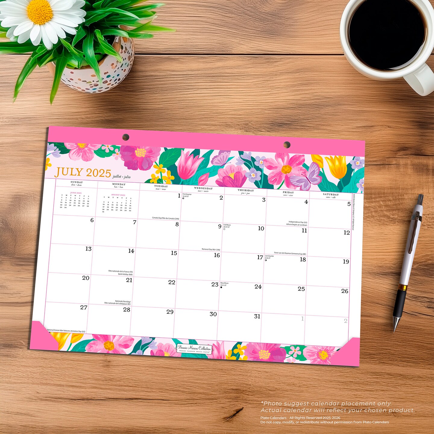 Bonnie Marcus OFFICIAL | 2026 14x10 Inch 18 Months Monthly Desk Pad Calendar | July 2025 - December 2026