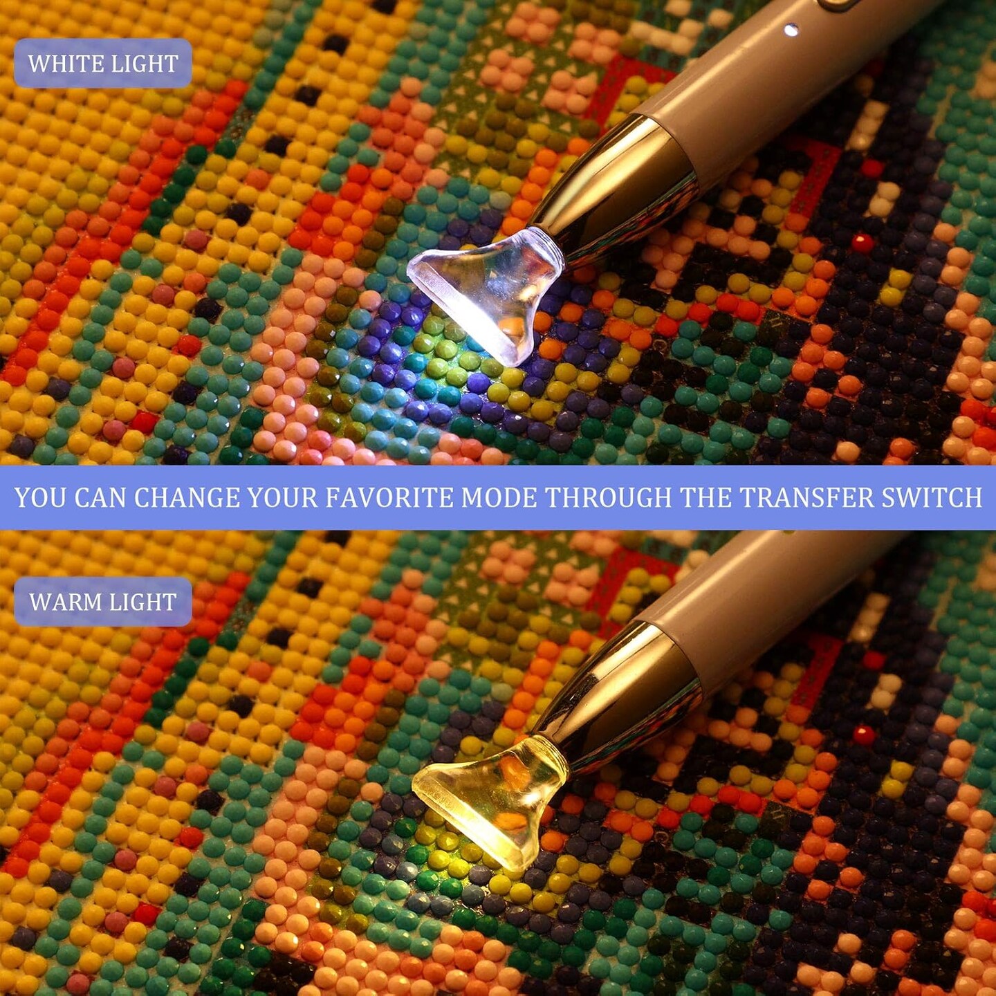 27 Pcs Diamond Painting Rhinestone Art Accessories & Tools, Included Lighted USB Rechargeable LED Painting Pen, 20 Glue Clay, 5 Rhinestone Pen Tips and Storage Case for DIY Painting Craft(Purple)