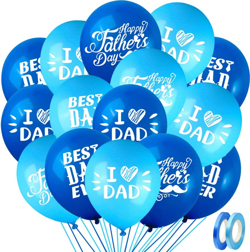 Fathers Day Balloons Party Decorations Supplies - 48PCS Latex 12inch Happy Father&#x27;s Day Party Supplies - Best Dad Ever Party Decorations