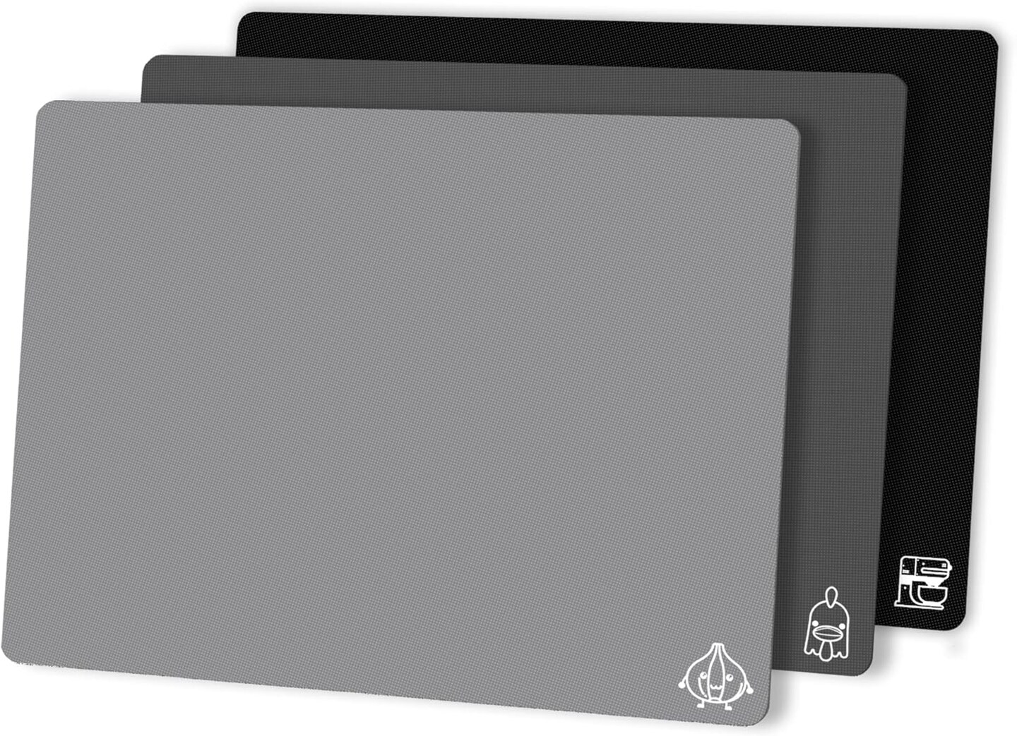 3-Piece Flexible Plastic Cutting Board Set – Color-Coded, Non-Slip, Gray 15x12”