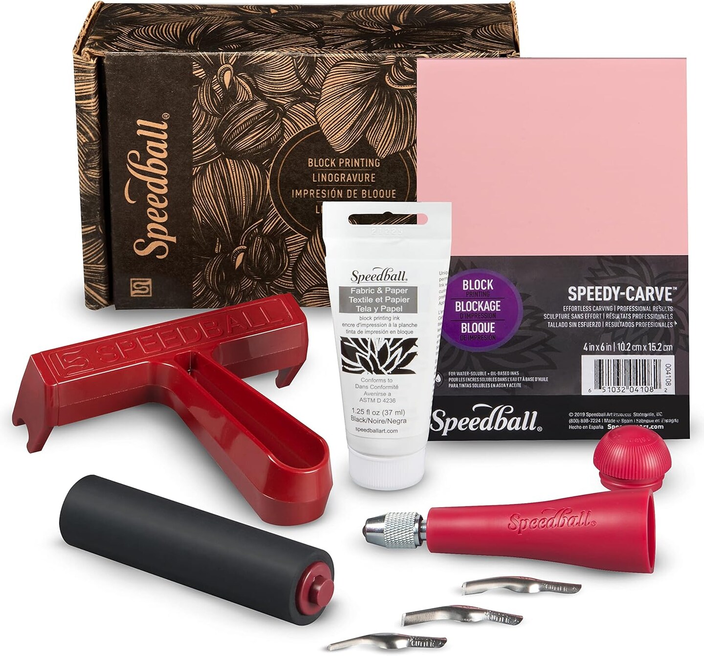 Block Printing Starter Kit, 7-Piece Set with Ink, Brayer, Blocks & Carving Tools