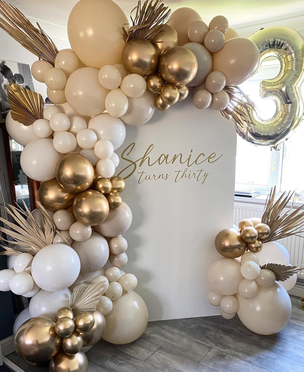 Sand White and Gold Balloon Arch Kit, White Nude Neutral Beige Metallic Gold Different Size Balloons for Boho Wedding Baby Bridal Shower Engagement Birthday Party Decorations Backdrop