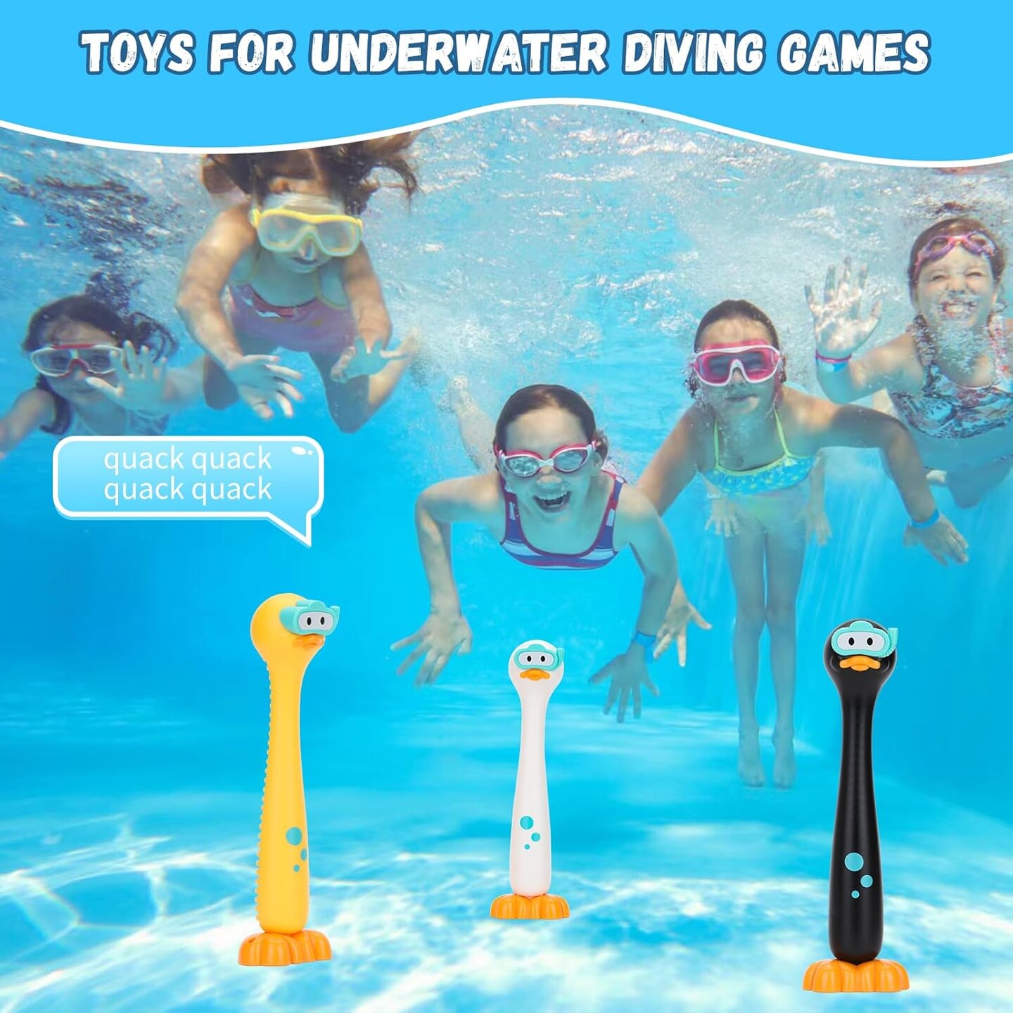 Summer Set of 3 Pool Diving Toys for Kids,Fun Swimming Pool Games for Kids Water Toys, Clown Duck Dive Stick are Perfect for Boys and Girls Pool Time!
