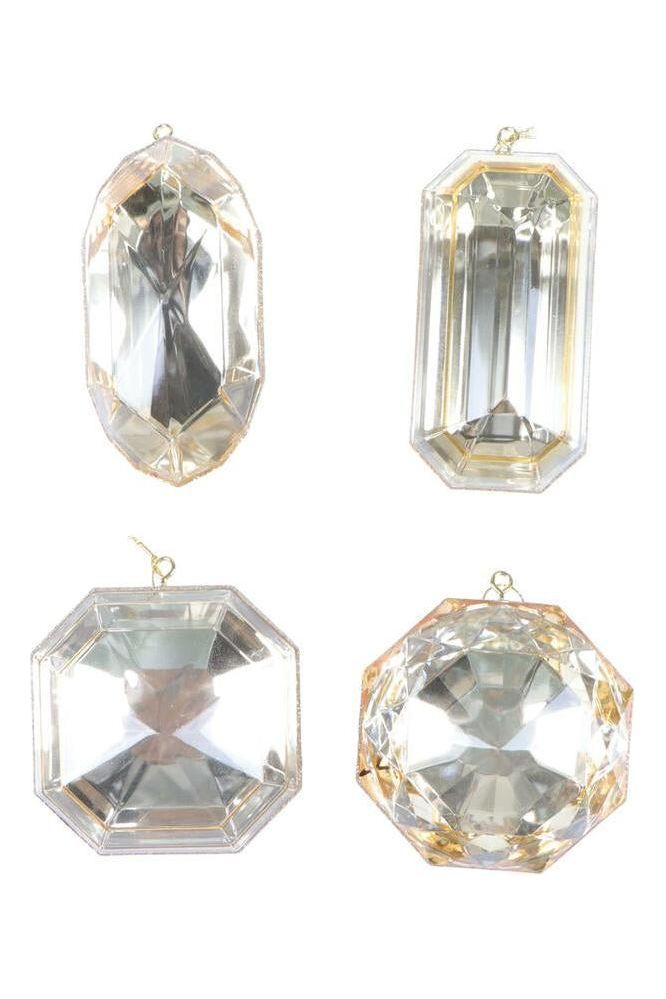 4-5&#x22; Acrylic Jewel Assortment Ornament: Champagne (Set 4)