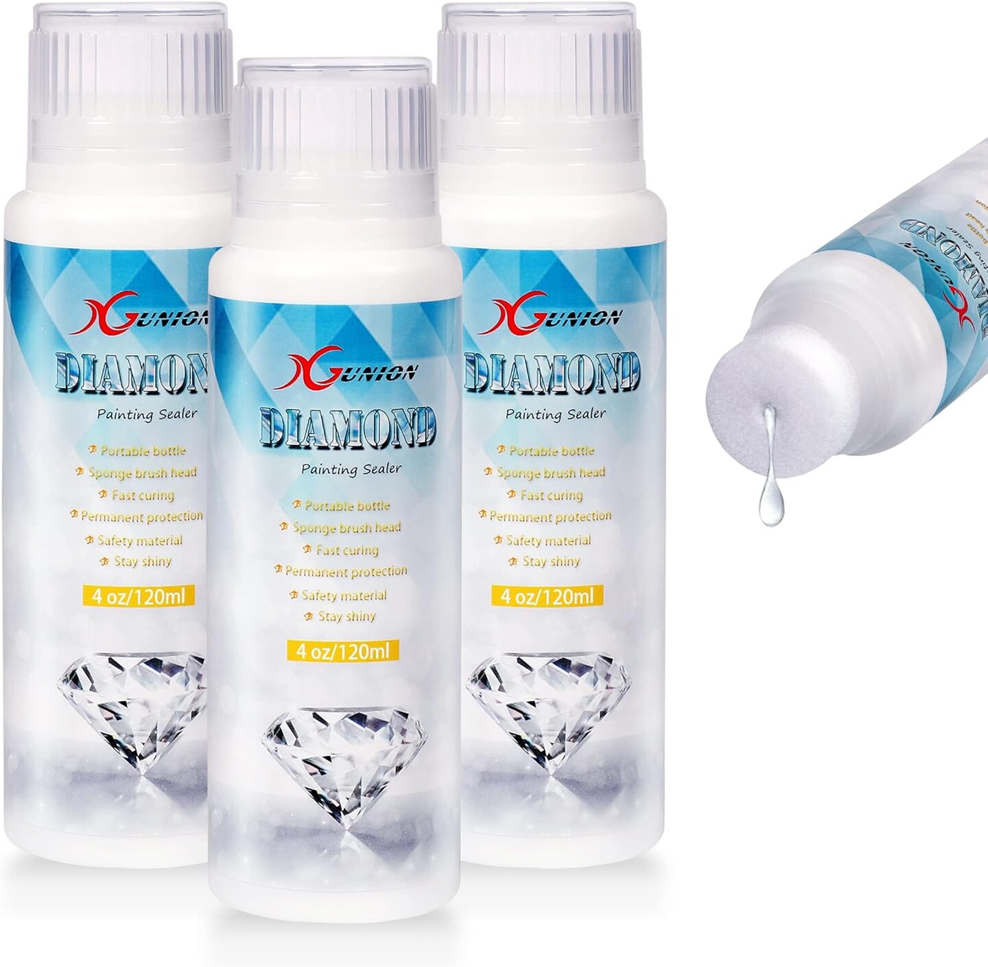 Diamond Painting Sealer 3-Pack 360ML 5D Diamond Painting Glue Sealer Diamond Art Glue Sealer Permanent Hold &#x26; Shine Effect Diamond Painting Accessories &#x26; Tools Kits for Diamond Painting and Puzzle Glue (12OZ)