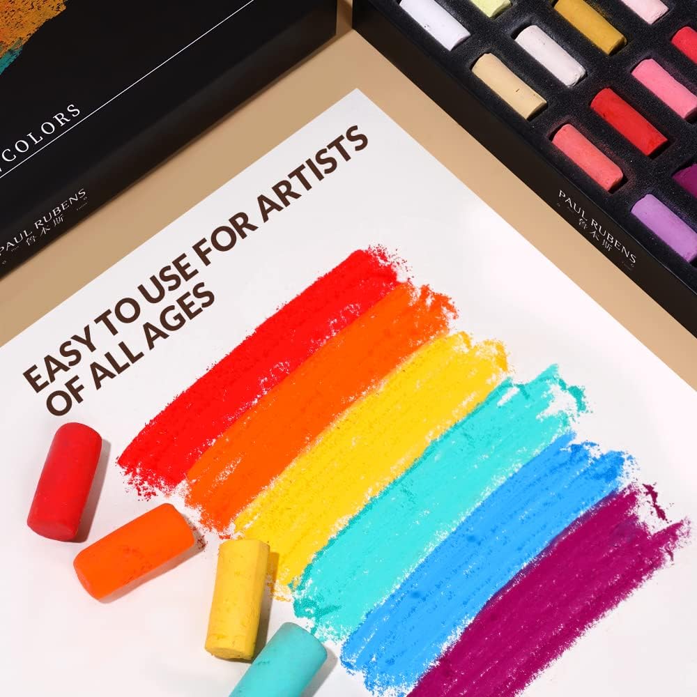 Professional Soft Pastels, Handmade 72 Vibrant Colors Chalk Pastels Smooth and High Adhesion for Painting, Drawing, Blending, Crafting, Ideal Art Supplies