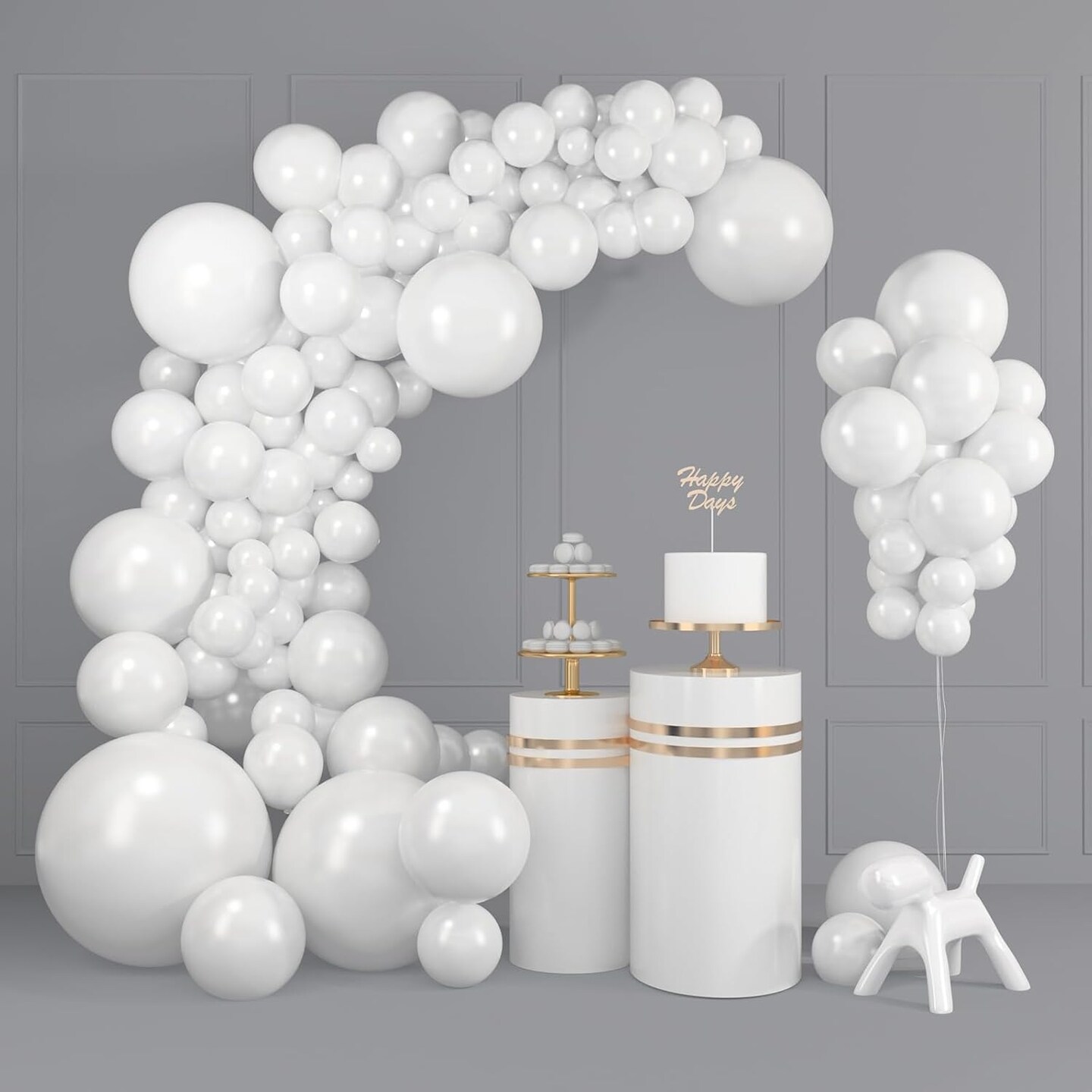 100PCS White Balloons, Different Size Balloon Garland Arch Kit Latex White Party Balloons