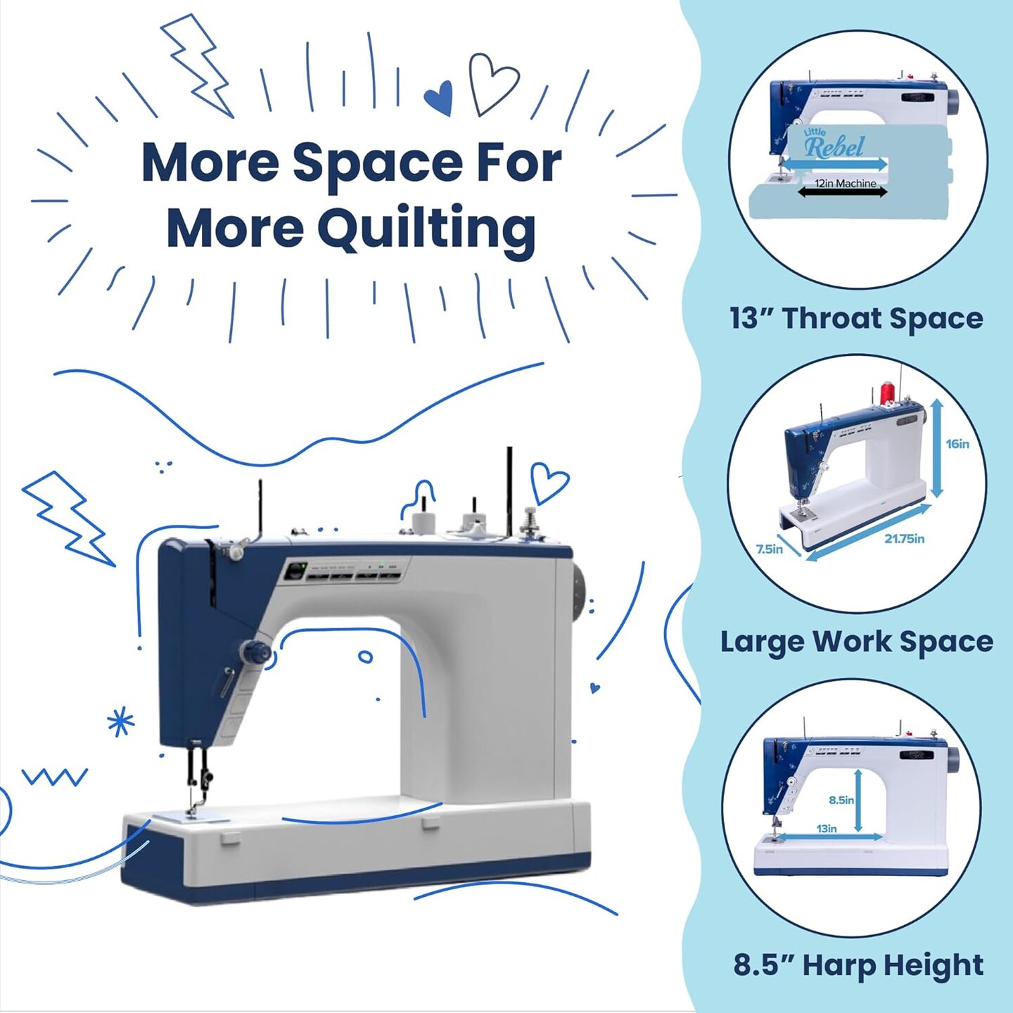 Grace Little Rebel Straight Stitch Sewing and Quilting Machine