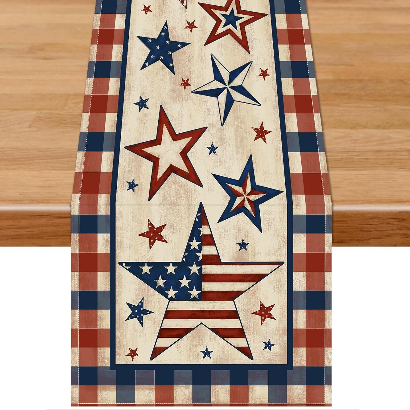 Stars and Stripes 4th of July Table Runner, Patriotic Memorial Day Table Runner American Flag Independence Day Kitchen Dining Table Runners for Home Party Decor