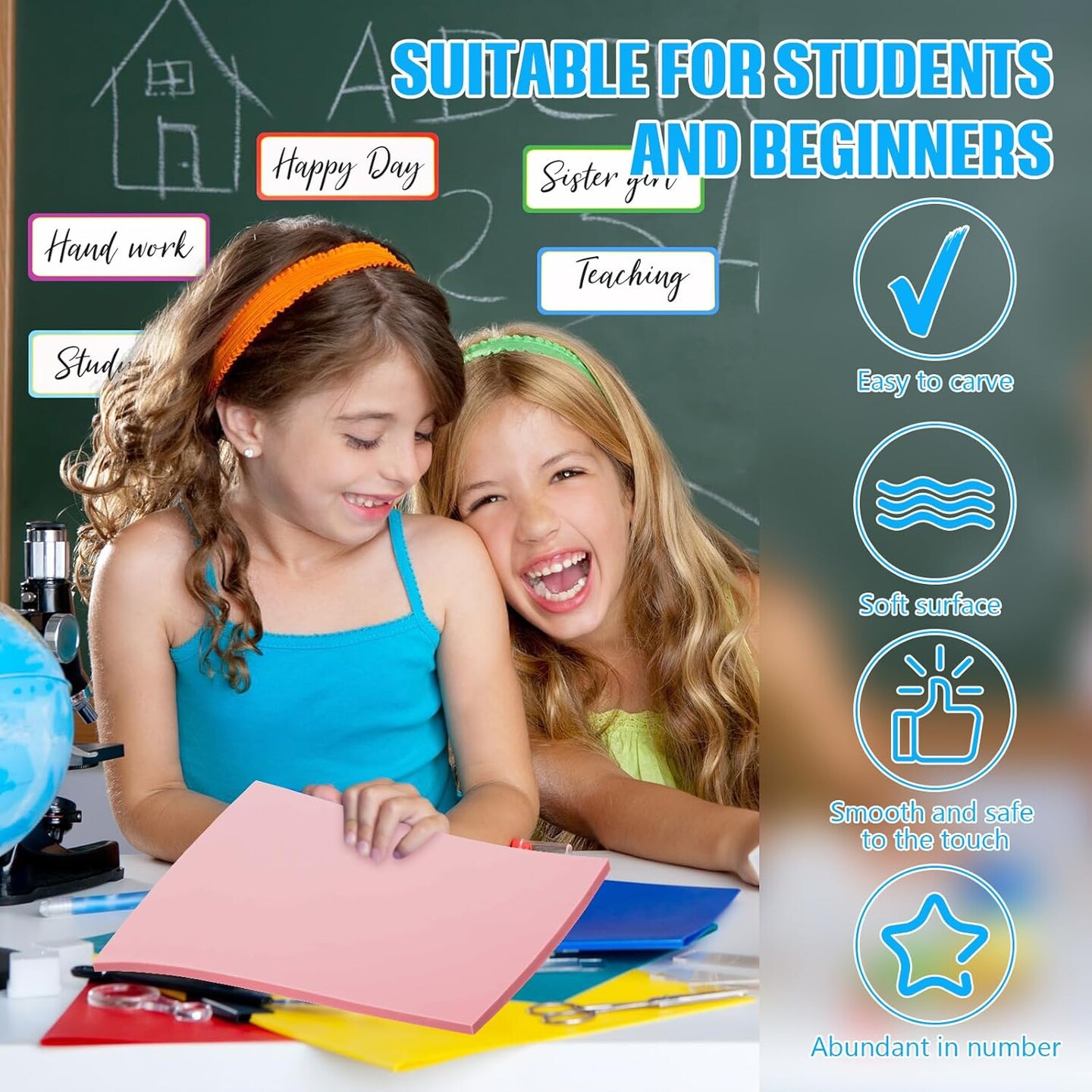 Pink Rubber Art Soft Linoleum Carving Block, Rubber Crafts Linocut Block for Printmaking,DIY Crafting Stamp Carving Block