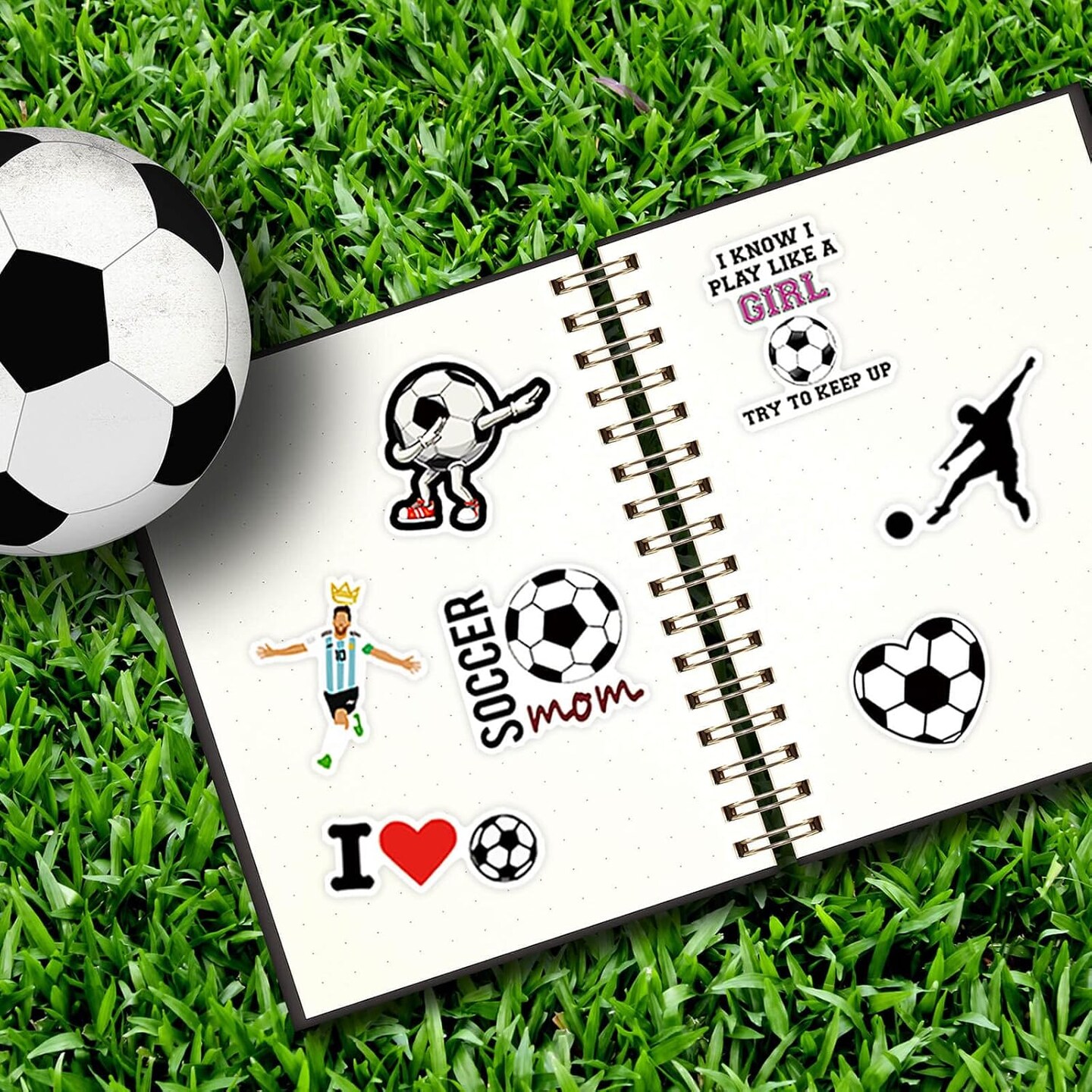 100PCS Soccer Stickers for Scrapbooking, Motivational Vinyl Waterproof Stickers for Water Bottles, Luggage, Teaching Incentives, Soccer Team Gifts for Kids, Teens and Adults