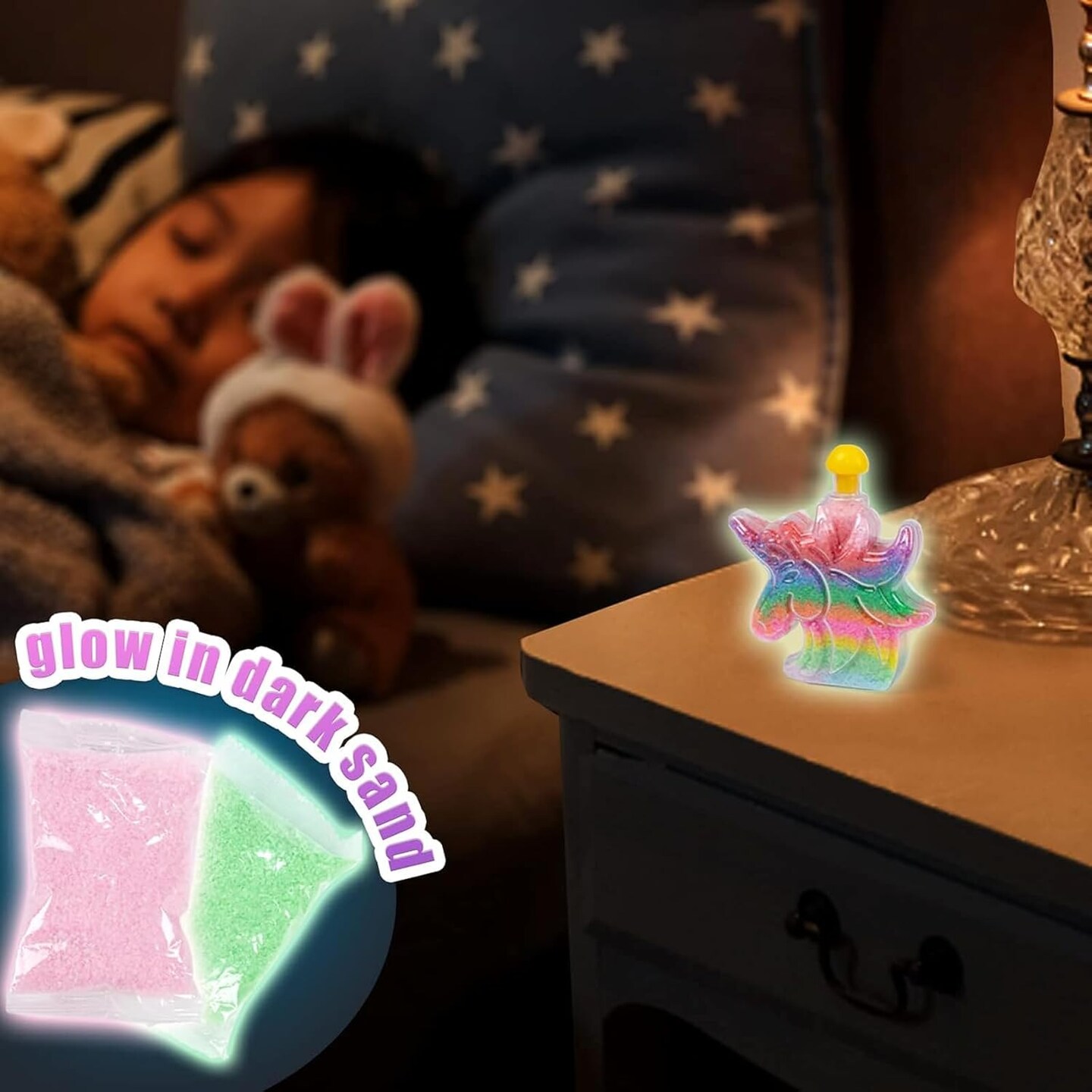 Summer Sand Art Kits for Kids, 36 PCS Sand Painting for Crafts 8 Shapes of Bottles 10 Assorted Colored and 2 Glitter Sand Bags for Kids DIY Project