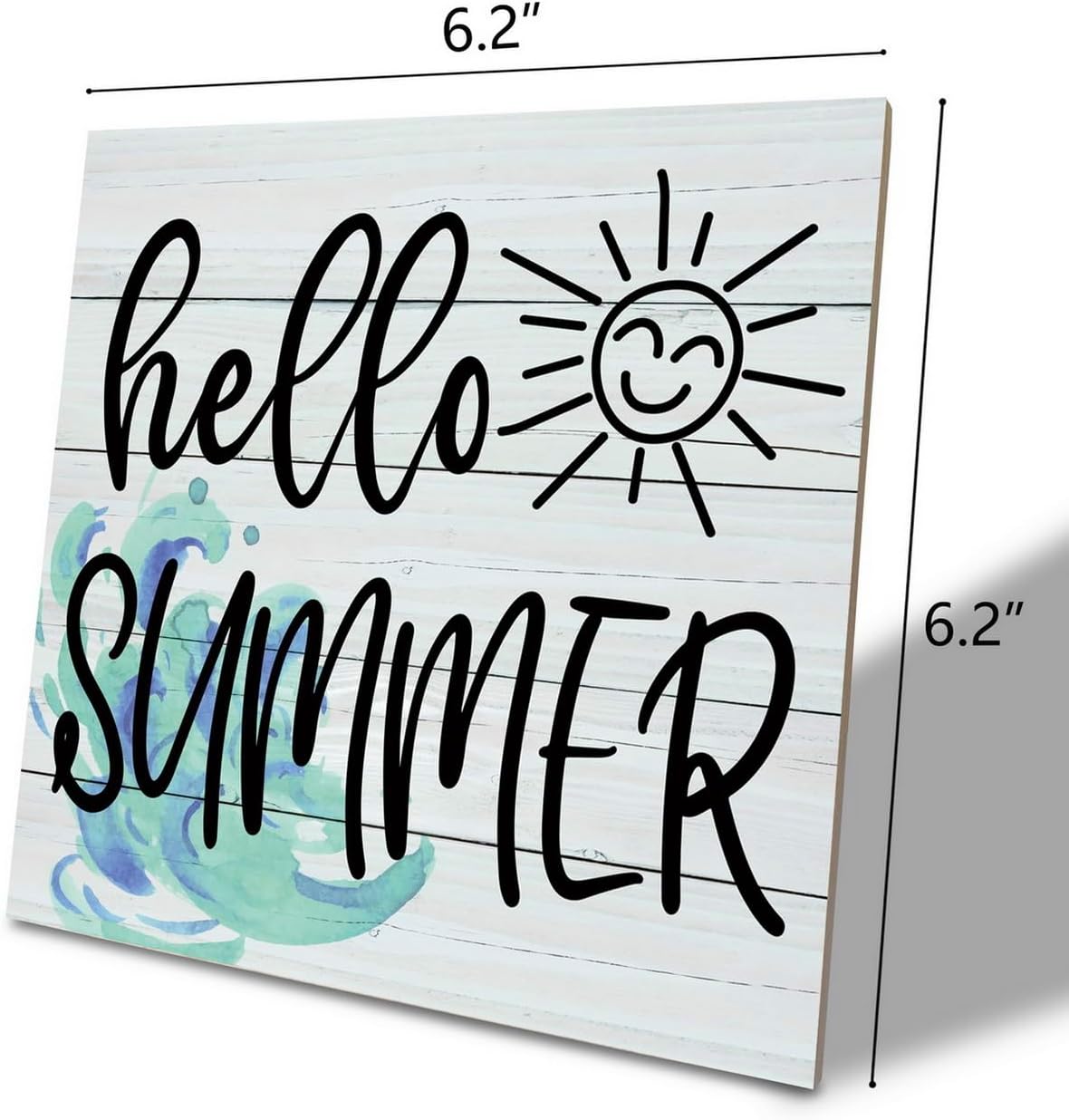 Hello Summer Wood Sign, Wood Plaque Table Art Sign, Summer Sunshine Sign, Decorative Wooden Table Sign, Summer Home Decor, Signs for Home Decor Shelf, Ocean Style Table Decor, Summer Lover Sign