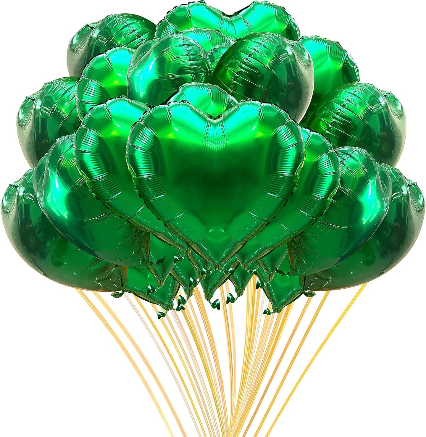 20Pcs 18 inch Green Foil Mylar Heart Shape Balloons Decorations Valentines Birthday Wedding Baby Shower Party (Emerald Green)
