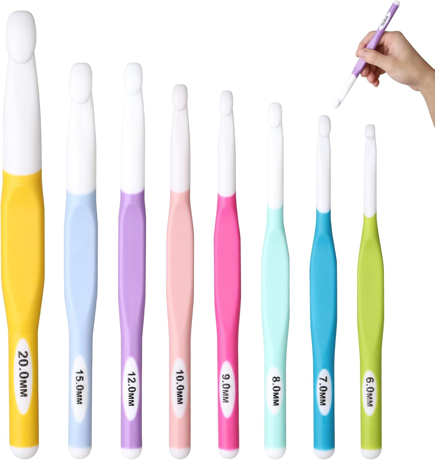 8 Sizes Big Crochet Hooks Ergonomic Set