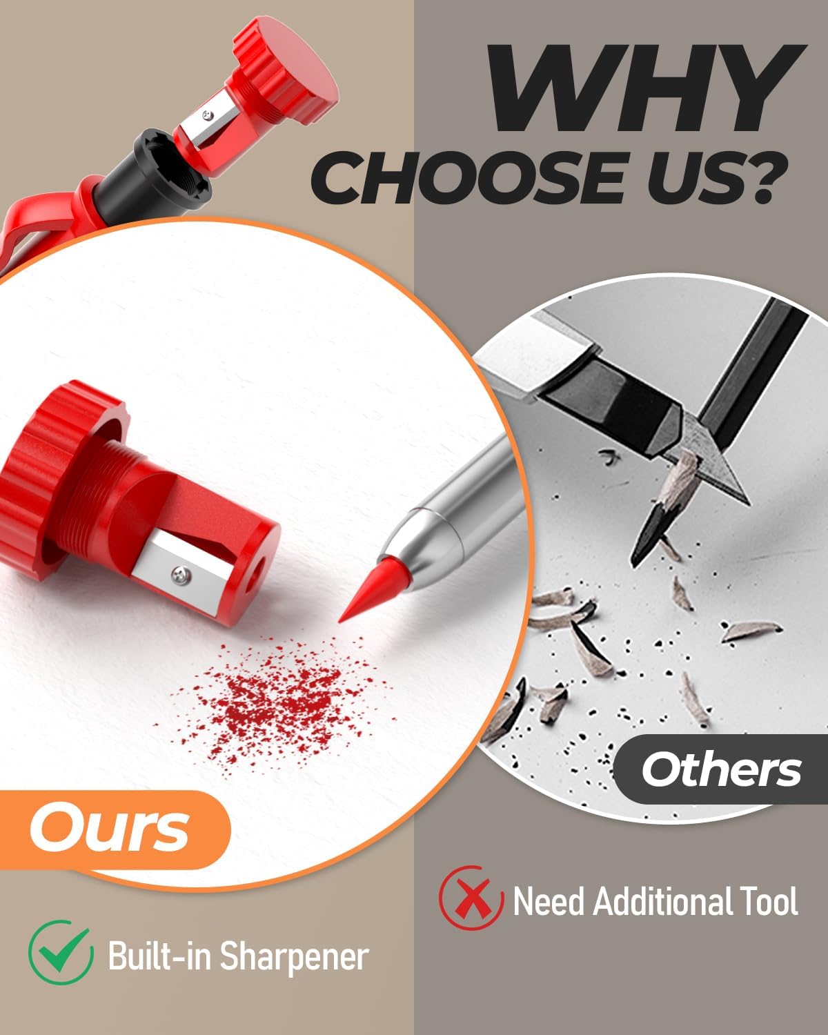 4 Pack Carpenter Pencil with Sharpener, Mechanical Carpenter Pencils with 52 Refills, Construction Pencil Heavy Duty Woodworking Pencils for Architect (Red, Black, Yellow, Blue)