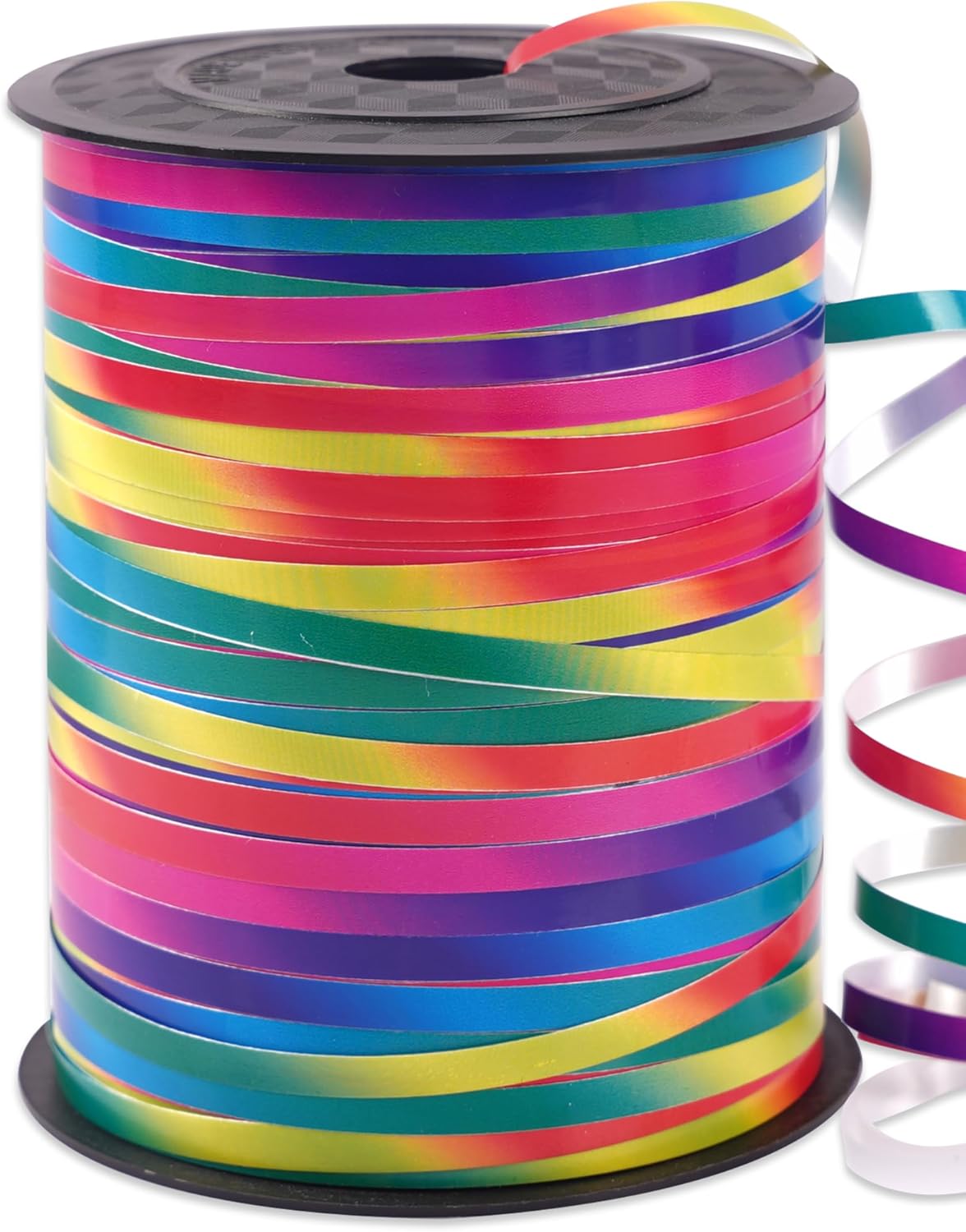 Rainbow Ribbon, 500 Yard Curling Ribbon for Crafts, Balloon Iridescent Color Gift Wrapping, Balloon Ribbon, Crimped Ribbon, Holographic Balloons String, Florist Flower (1 Roll)