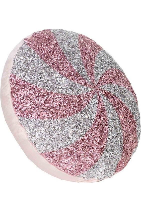 15&#x22; Peppermint Shaped Pillow: Pink