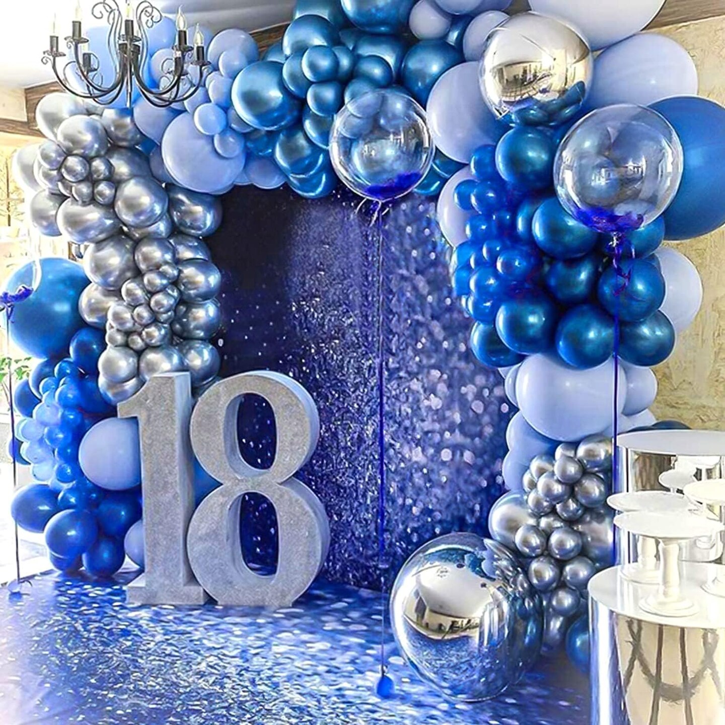 Metallic Blue Balloon Different Sizes 110 Pcs 18 12 10 5 Inch Chrome Balloon Garland Arch Kit Confetti Balloons Blue Latex Party Balloons for Graduation Baby Shower Birthday Wedding Party Decorations