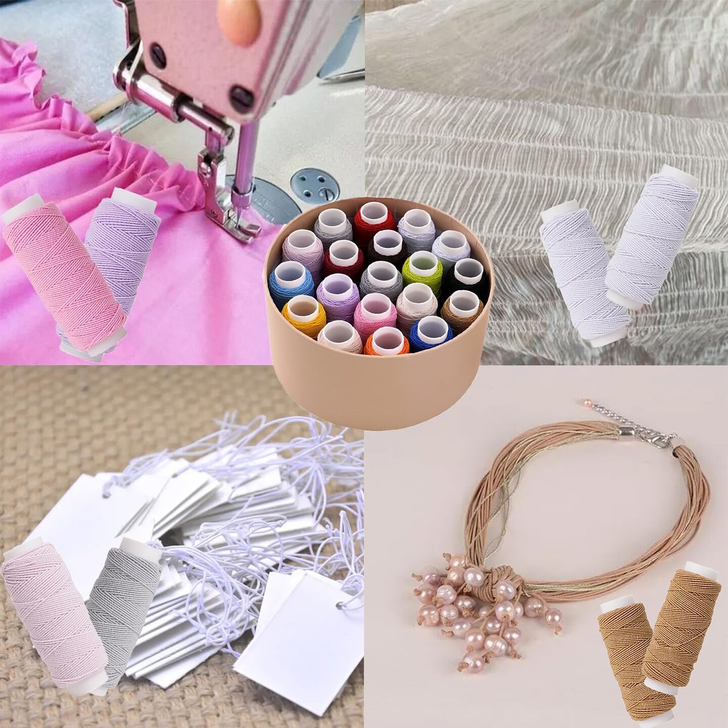 19PCS Elastic Thread 0.6mm,20m Each Spool Elastic Sewing Thread for Sewing Machine,Shirring Elastic Thread for Serger,Overlock Machines Quilting Knitting,Weave,DIY