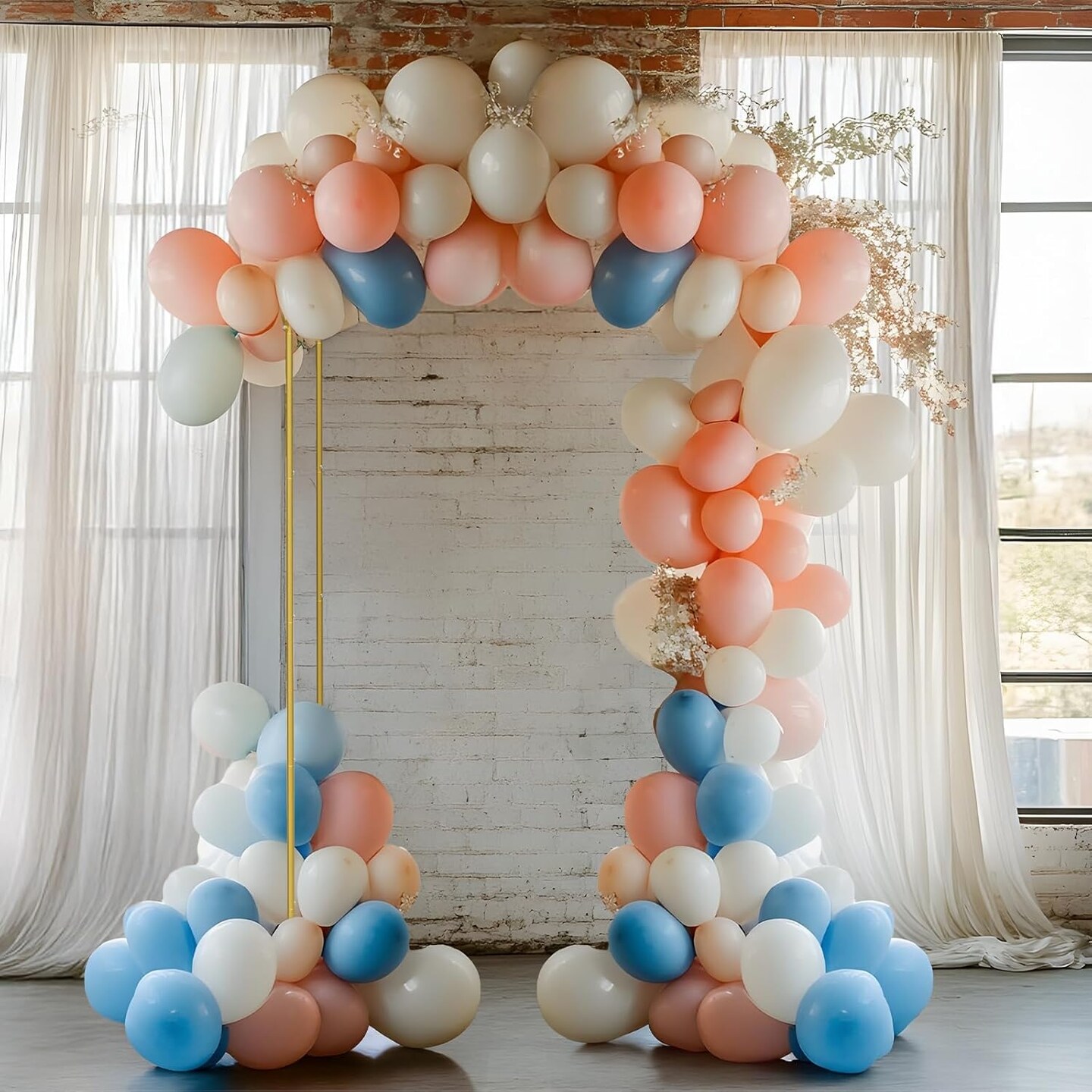 7.5FT Round Gold Wedding Arch Backdrop Stand - Balloon Arch, Garden Trellis, Event Decor for Ceremonies, Parties, Baby Showers, and Outdoor Use