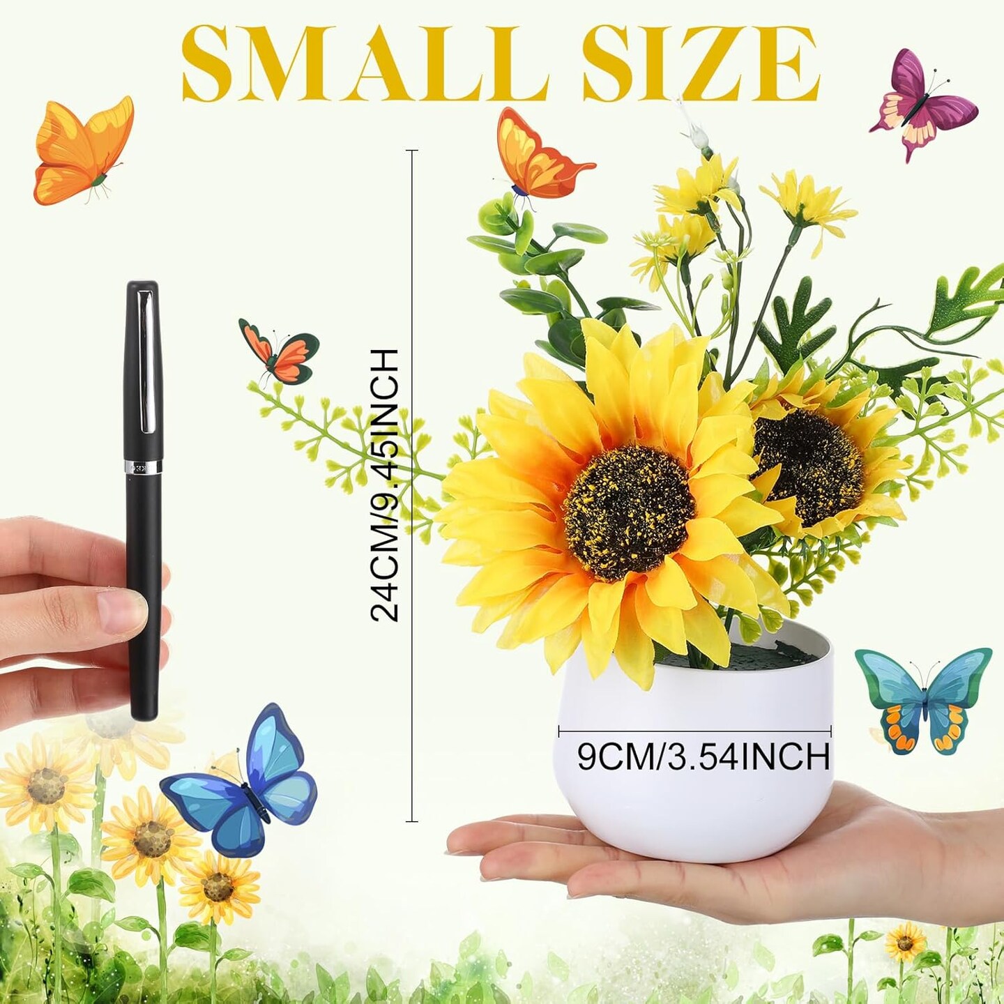 8PCS Artificial Sunflower Potted Plants – Mason Jar Table Centerpieces for Home & Events