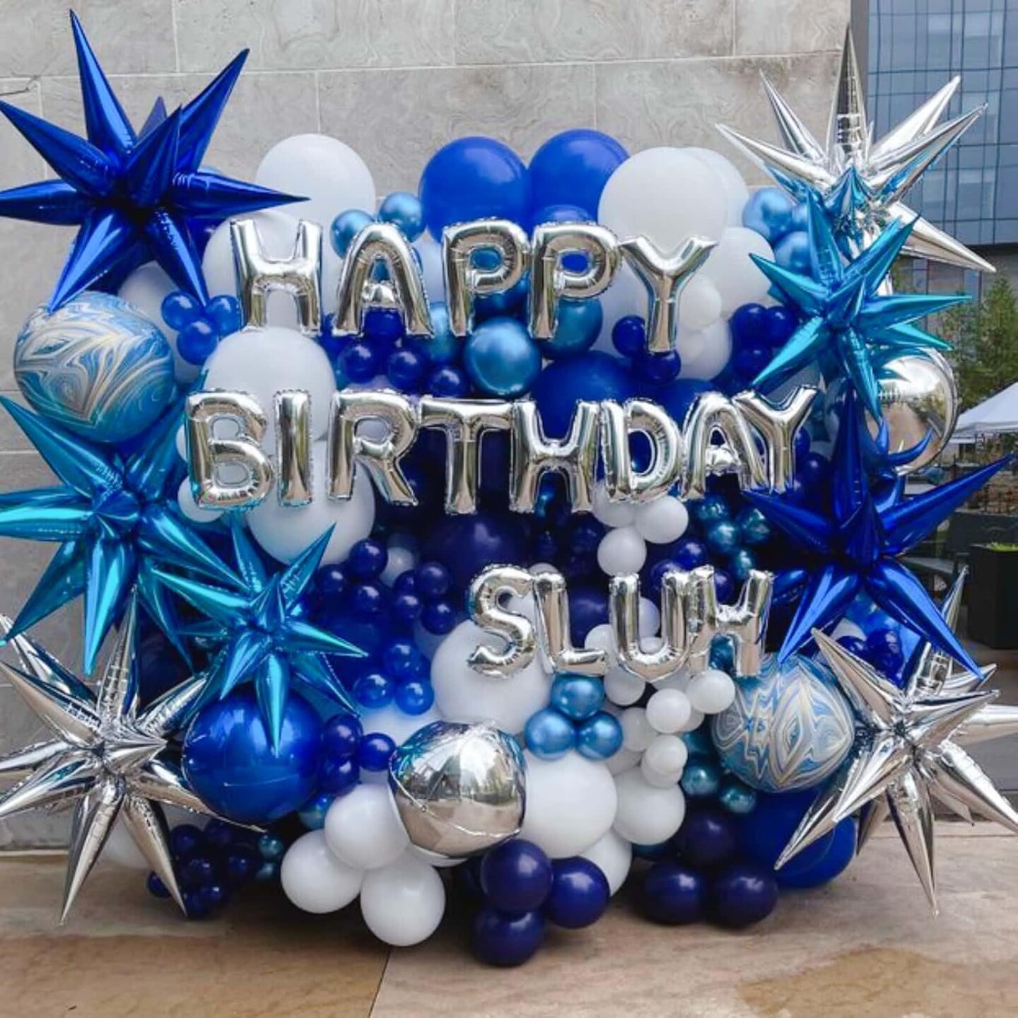 22in Blue & Silver Star Spike Foil Balloons – Party Decor for Birthday, Graduation & Wedding