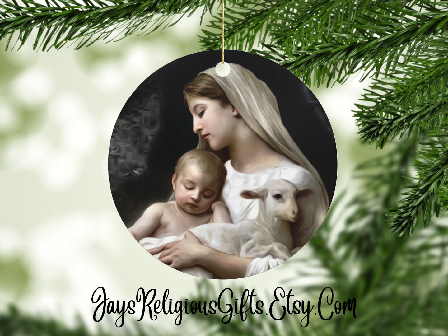 Blessed Virgin Mother Mary with Lamb Metal Christmas Ornament Catholic  Christmas Ornament for Women Religious Ornament Gift for her