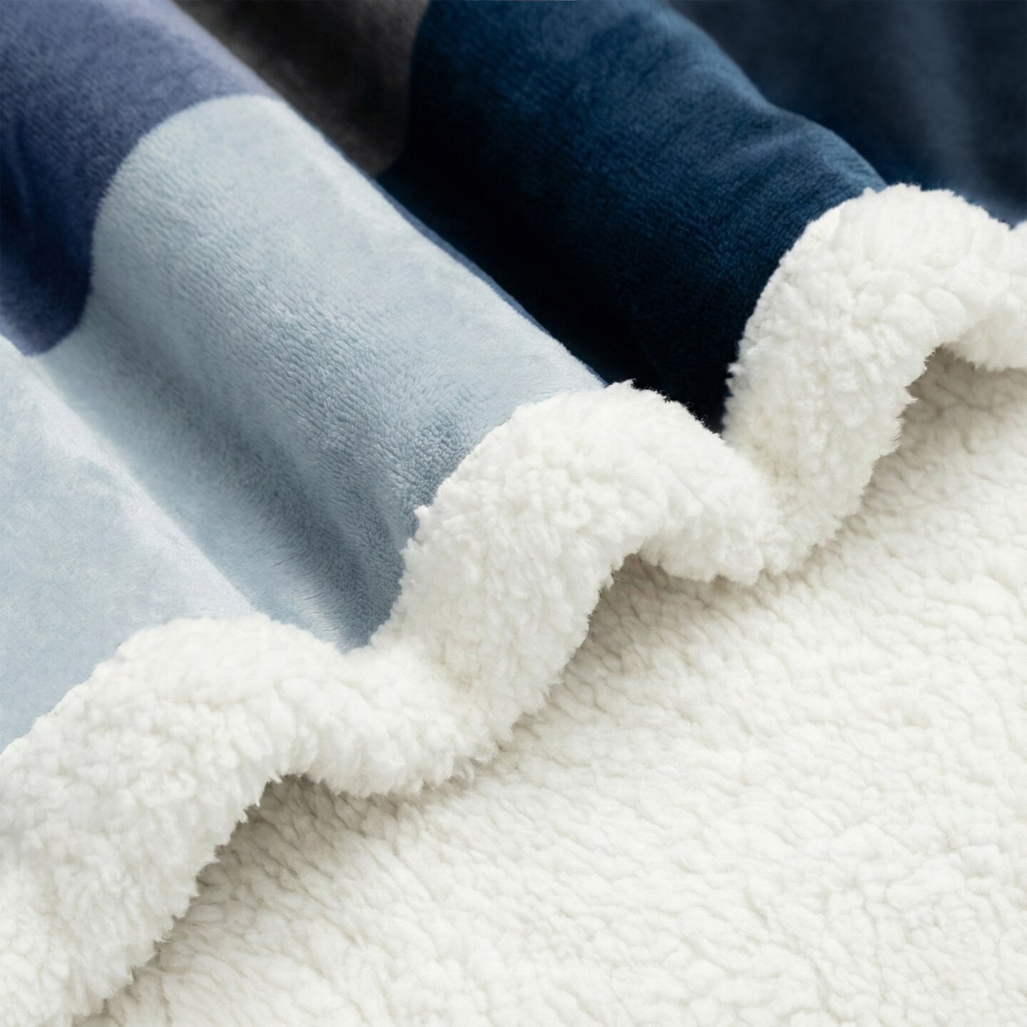 Americanflat - Fleece and Sherpa Throw Blanket - Oversize Plaid - 50x60 Inch - Blue