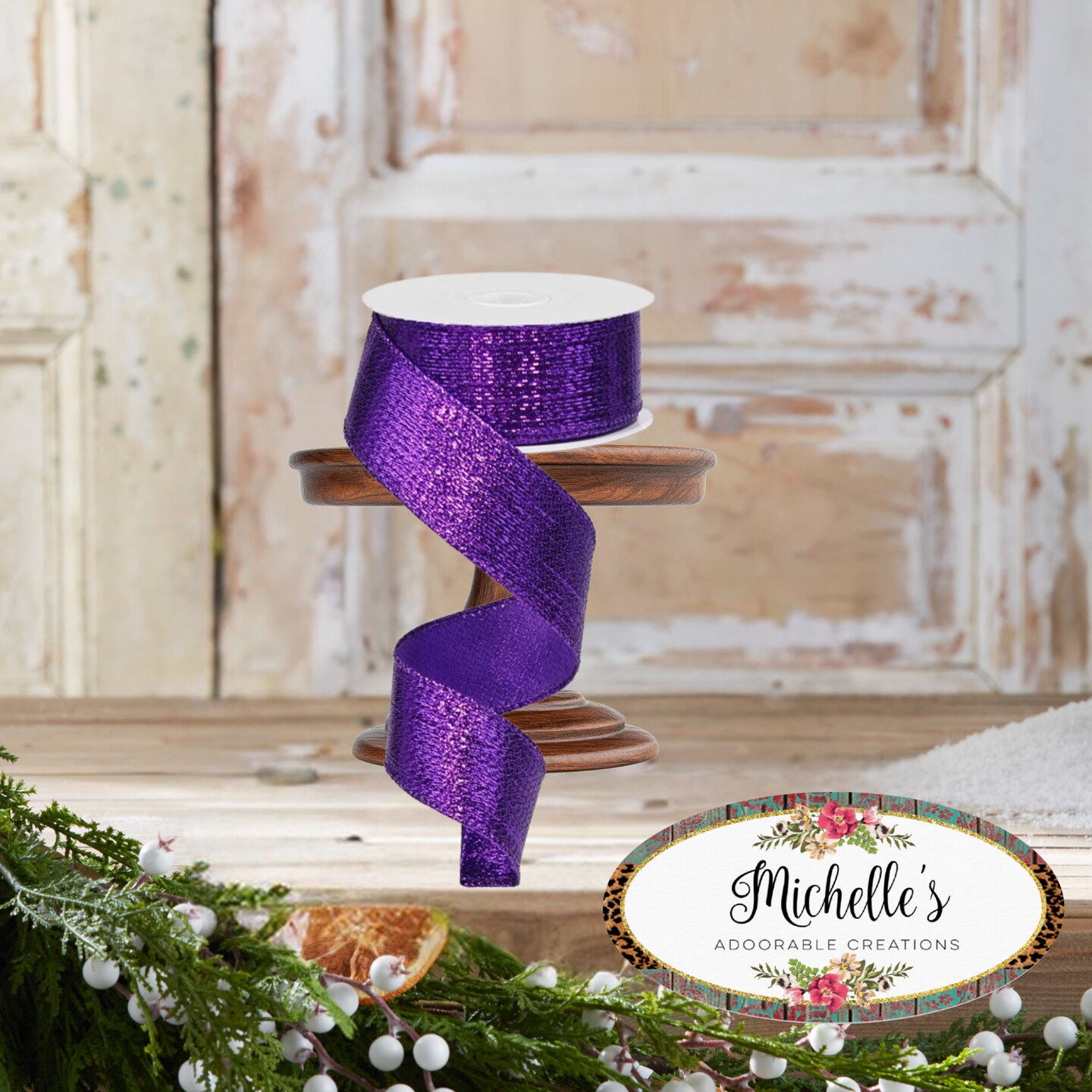 1.5&#x22; Metallic Lame Ribbon: Purple (10 Yards)