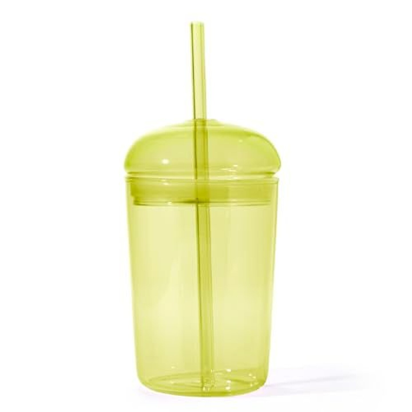 Glass Tumbler with Dome Lid for Frappes, Smoothies &#x26; Iced Coffee - Dishwasher Safe Glass Tumbler with Straw - Spill-Resistant Iced Coffee Tumbler - Iced Coffee Cup - 16oz [Green]
